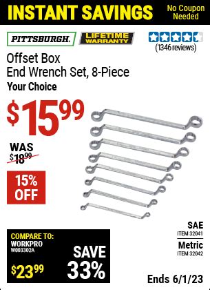 pittsburgh offset box wrench 32041